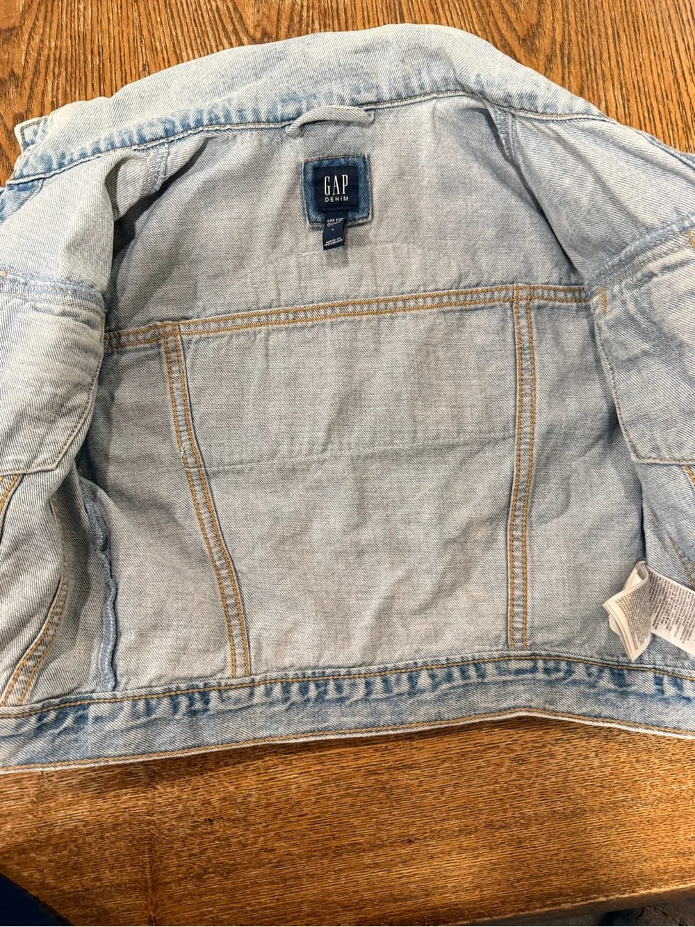 GAP Light Wash Denim Jacket with Multicolor Sequin Rainbow